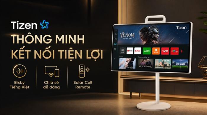 Smart Tivi Moving Style Samsung AI 2K 27 inch UA27LSM7FA Màu Đen