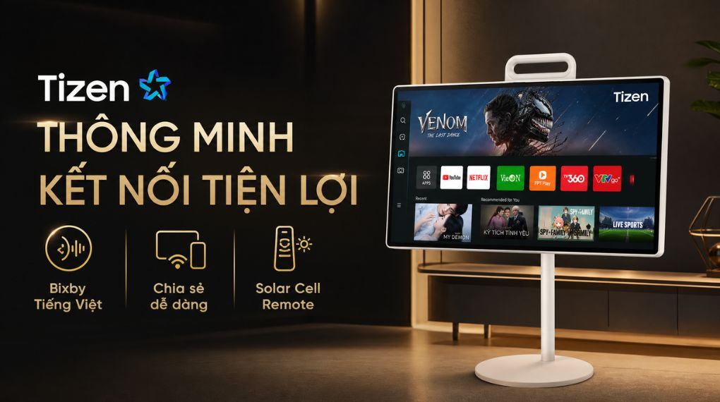 Smart Tivi Moving Style Samsung AI 2K 27 inch UA27LSM7FA Màu Đen