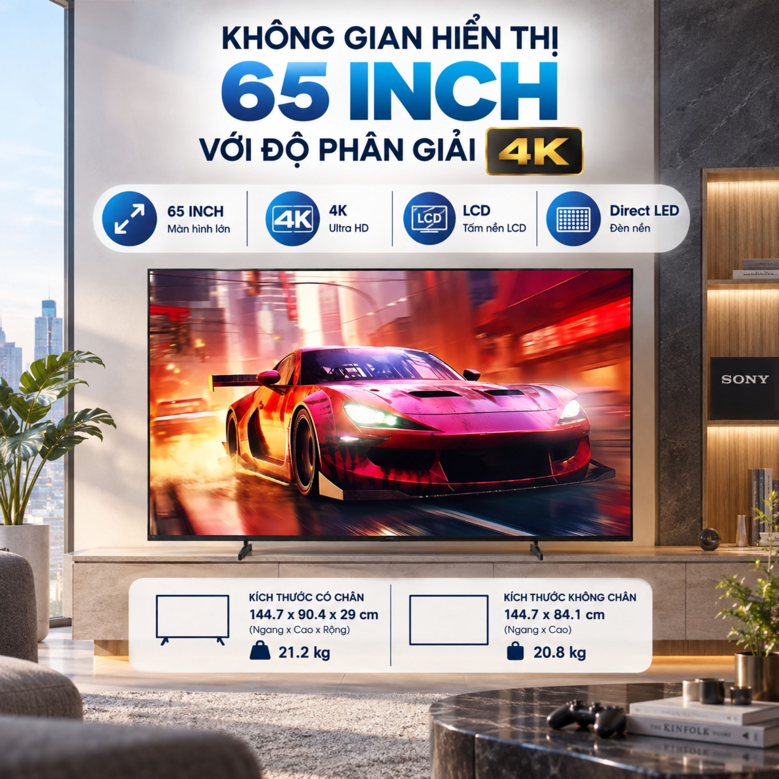 Google Tivi Sony 4K 65 inch K-65XR30M2 Màu Đen