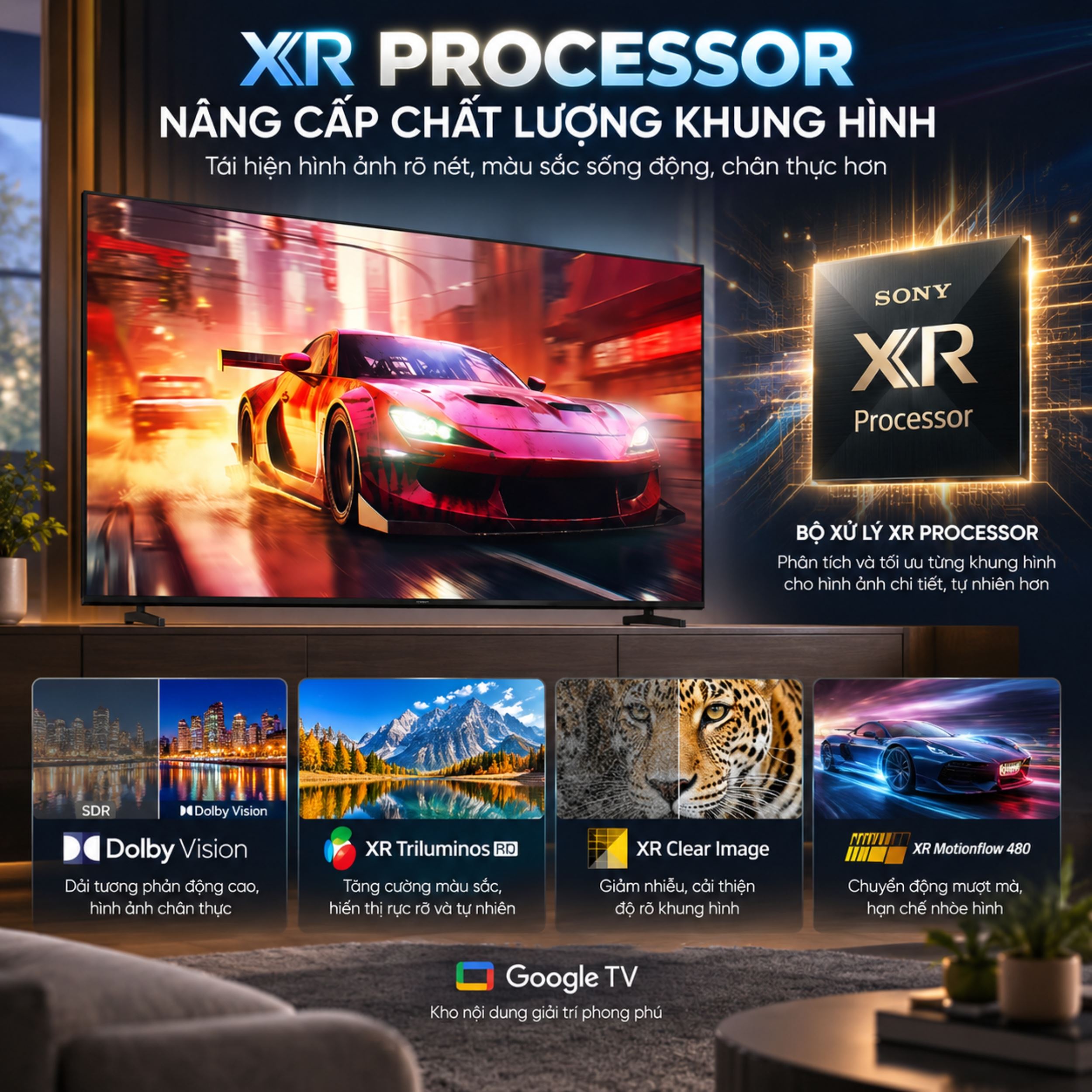 Google Tivi Sony 4K 65 inch K-65XR30M2 Màu Đen