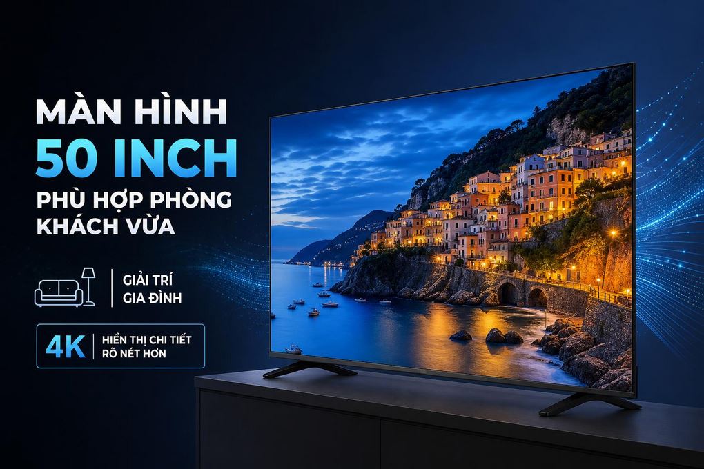 Smart Tivi Toshiba AI 4K 50 inch 50C350RP Màu Đen