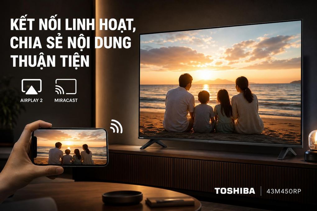 Smart Tivi QLED Toshiba AI 4K 43 inch 43M450RP Màu Đen