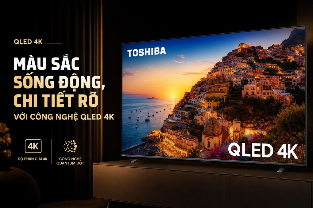 Smart Tivi QLED Toshiba AI 4K 43 inch 43M450RP Màu Đen