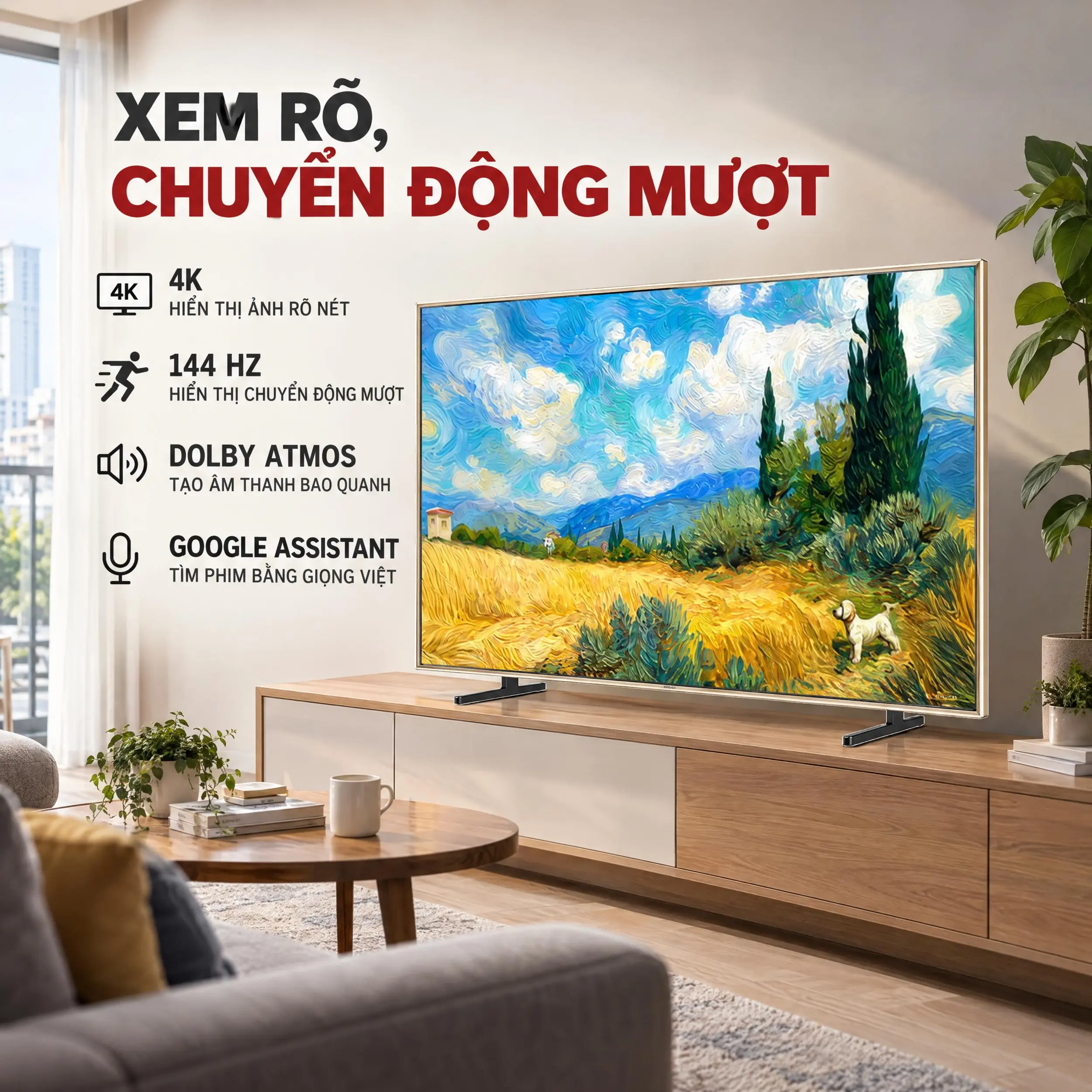 Google Tivi QD-Mini LED TCL 4K 65 inch 65A400 Pro Màu Đen
