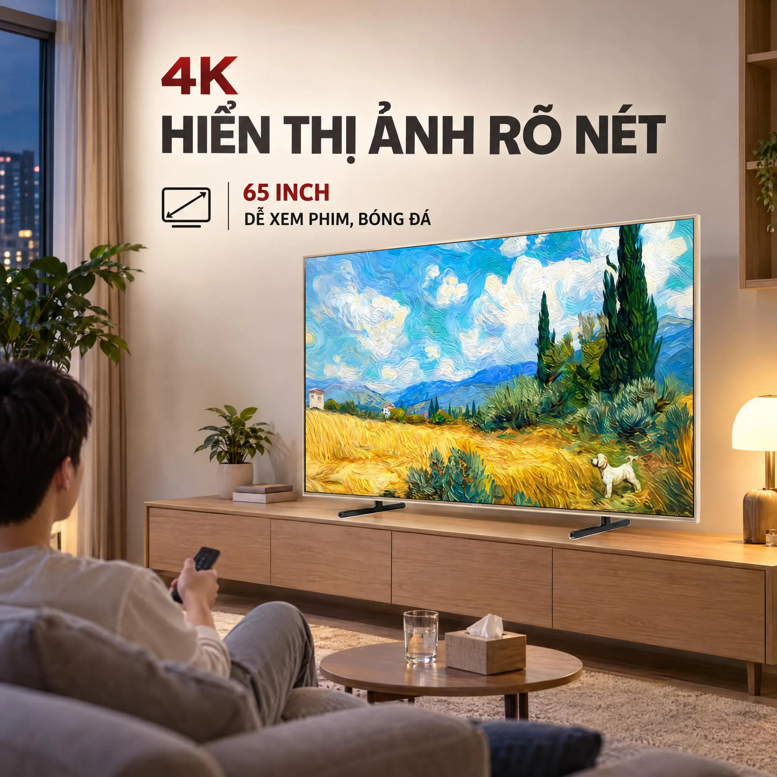Google Tivi QD-Mini LED TCL 4K 65 inch 65A400 Pro Màu Đen