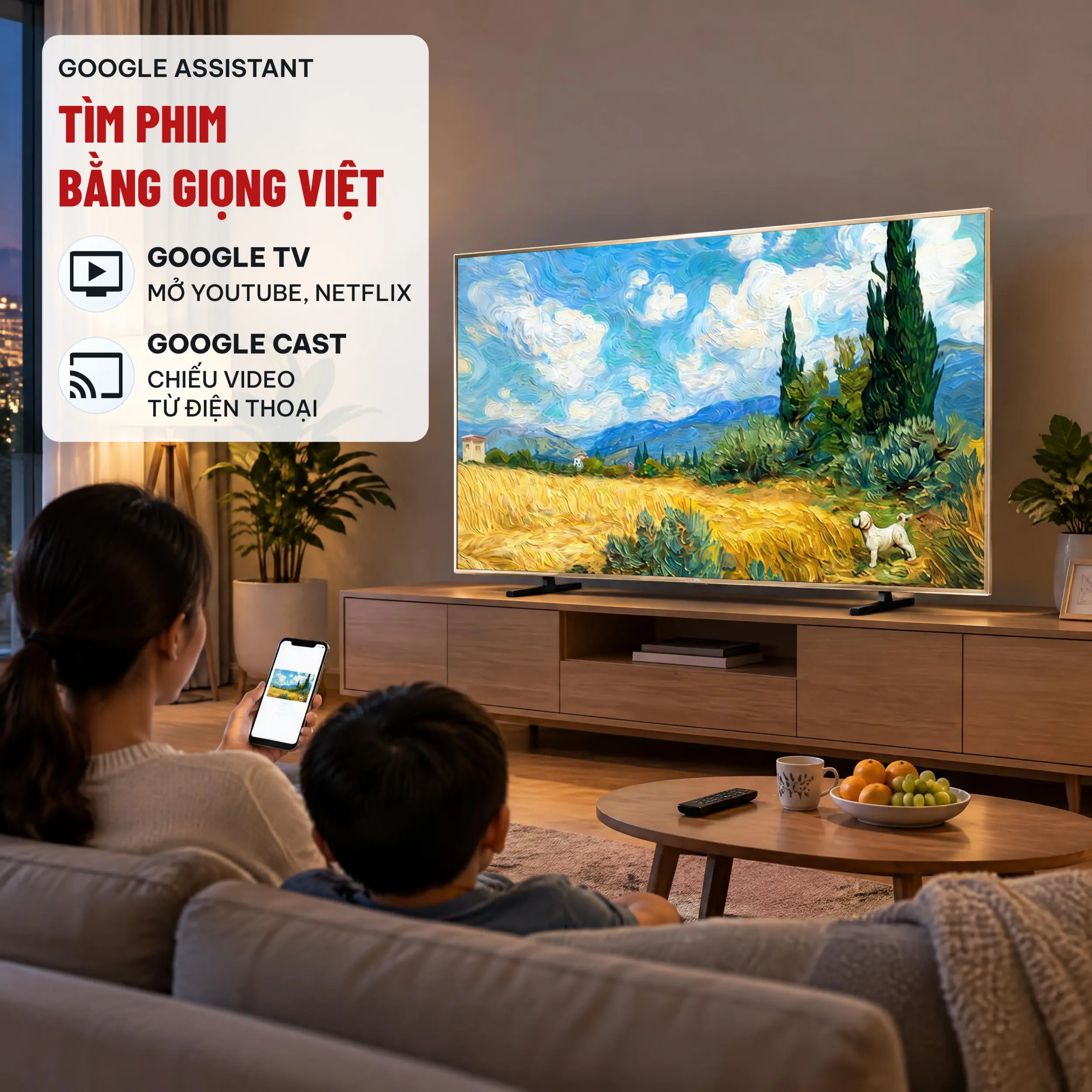 Google Tivi QD-Mini LED TCL 4K 65 inch 65A400 Pro Màu Đen