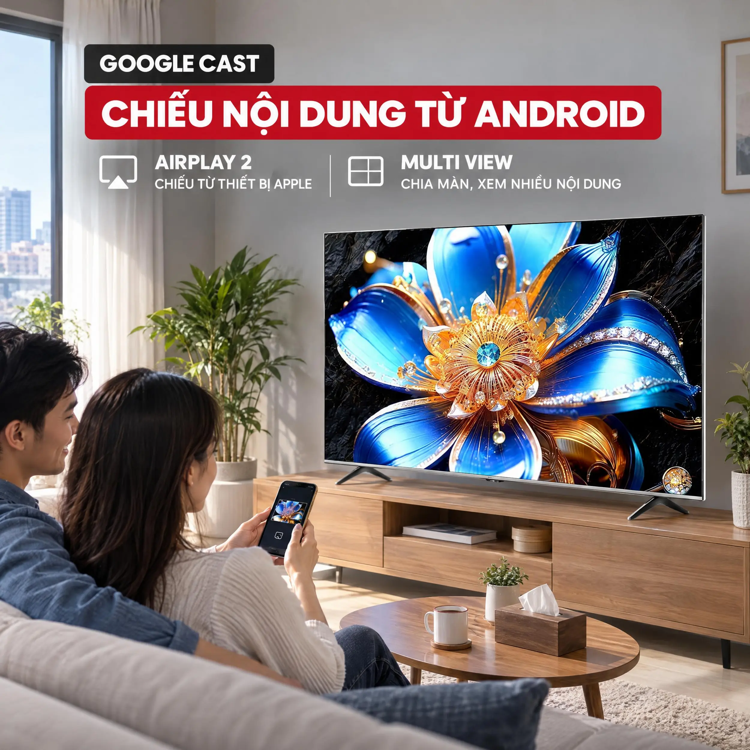 Google Tivi QLED TCL 4K 75 inch 75T6D - Chia sẻ nội dung Google Tivi QLED TCL 4K 75 inch 75T6D - Chia sẻ nội dung
