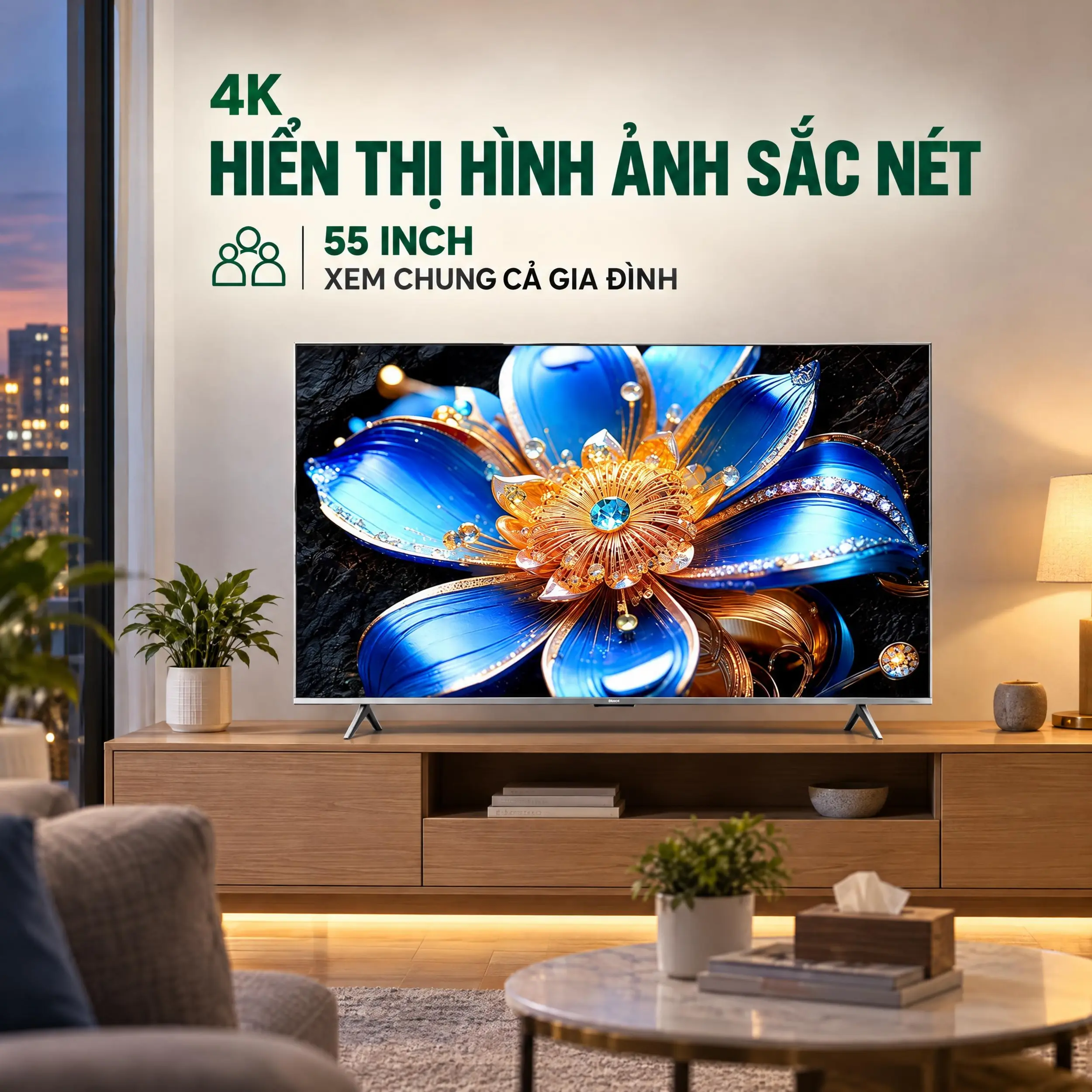 Google Tivi QLED TCL 4K 55 inch 55T6D - Màn hình QLED 55 inch hiển thị hình ảnh 4K sắc nét