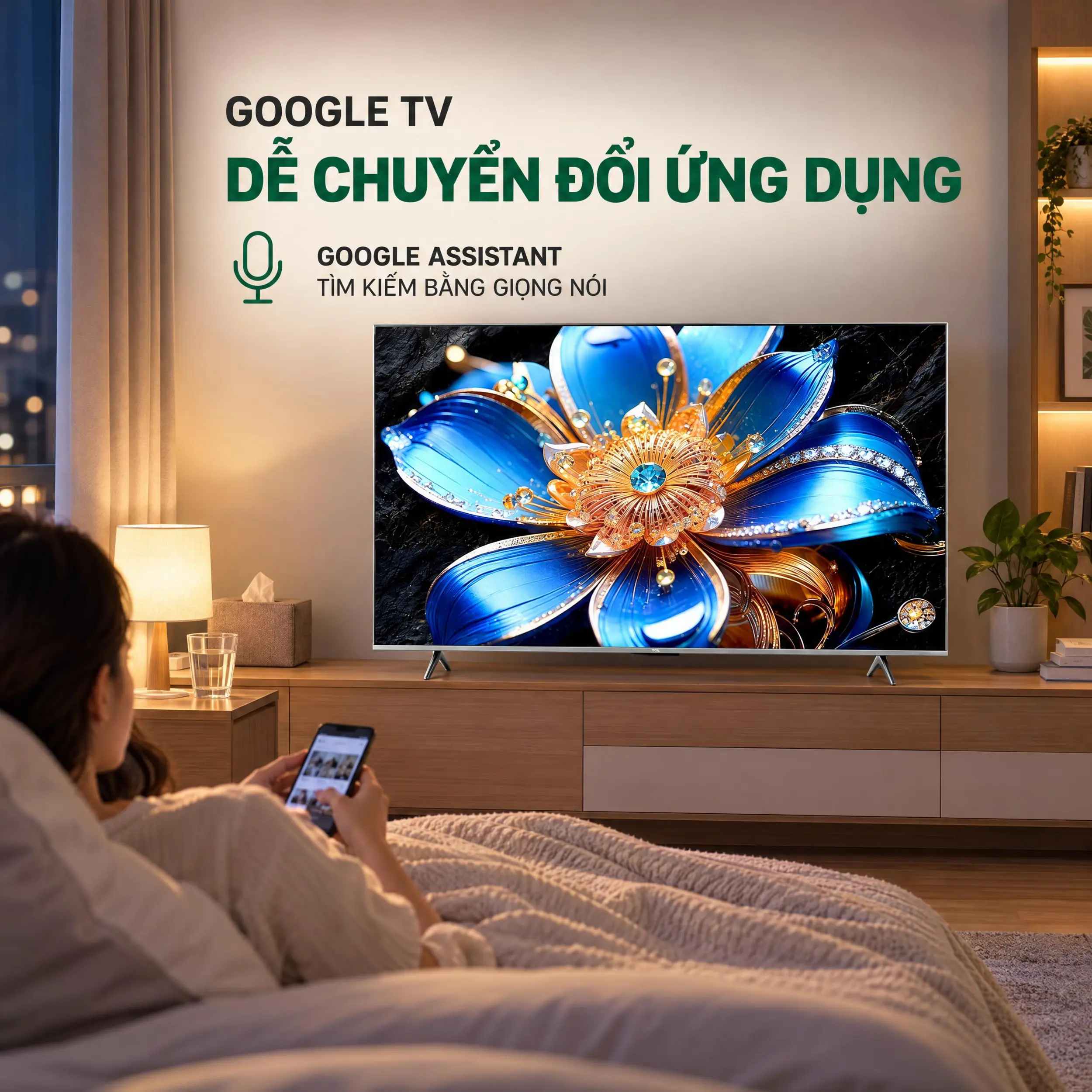 Google Tivi QLED TCL 4K 55 inch 55T6D - Google TV