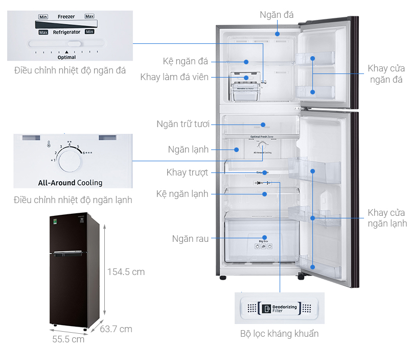 Tủ lạnh Samsung Inverter 236 lít RT22M4032BU/SV