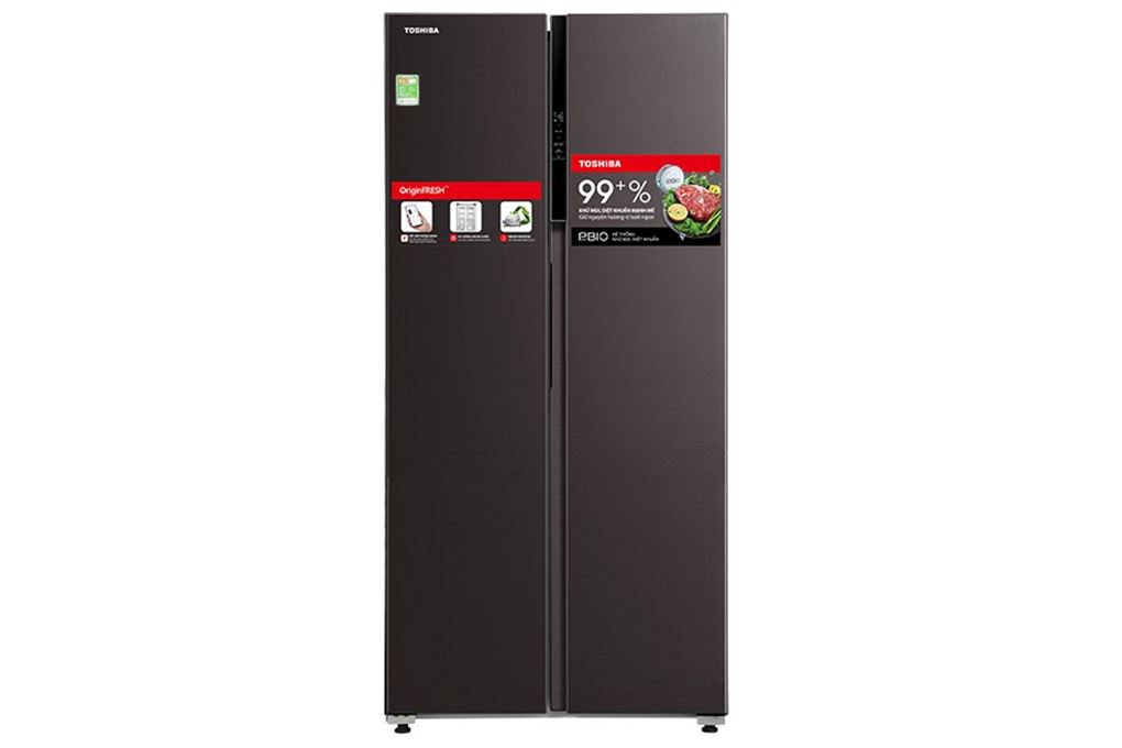 Tủ lạnh Toshiba Inverter 460 lít Side By Side GR-RS600WI-PMV(37)-SG Màu Đen - Xám