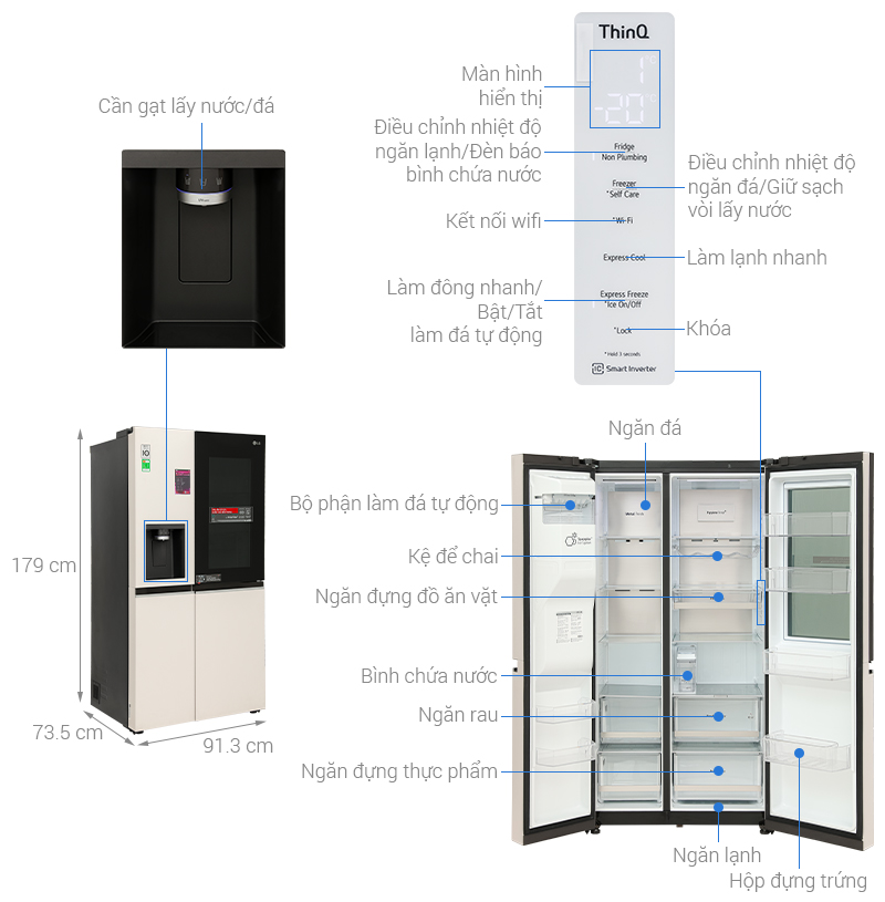 Tủ lạnh LG Inverter 635 lít Side By Side InstaView Door-in-Door GR-X257BG