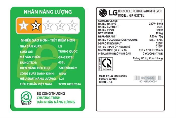 Tủ lạnh LG Inverter 635 lít Side By Side InstaView GR-G257BL Màu Đen