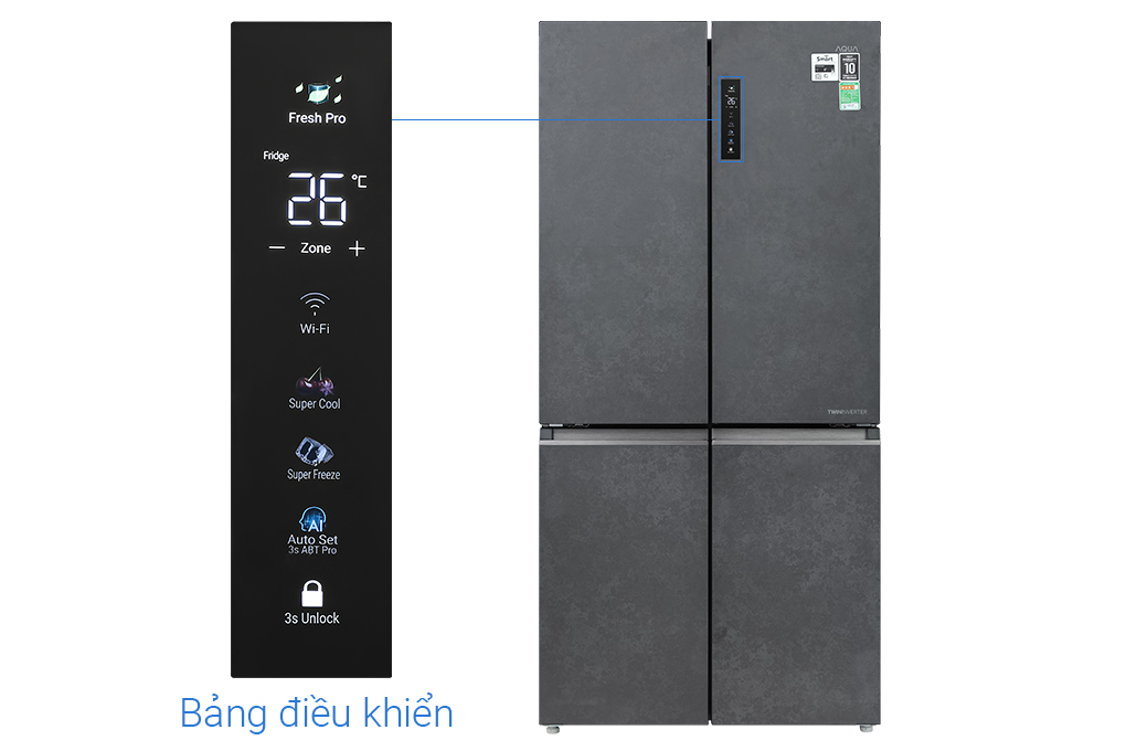 Tủ lạnh Aqua Inverter 660 lít Multi Door AQR-M727XA(GS)U1 Màu Xám