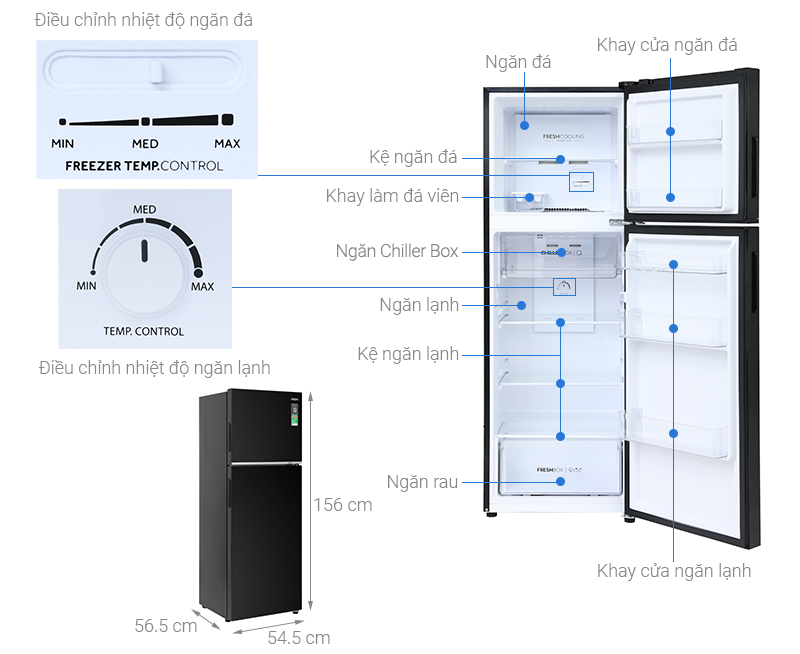 Tủ lạnh Aqua Inverter 236 lít AQR-T260FA(FB)