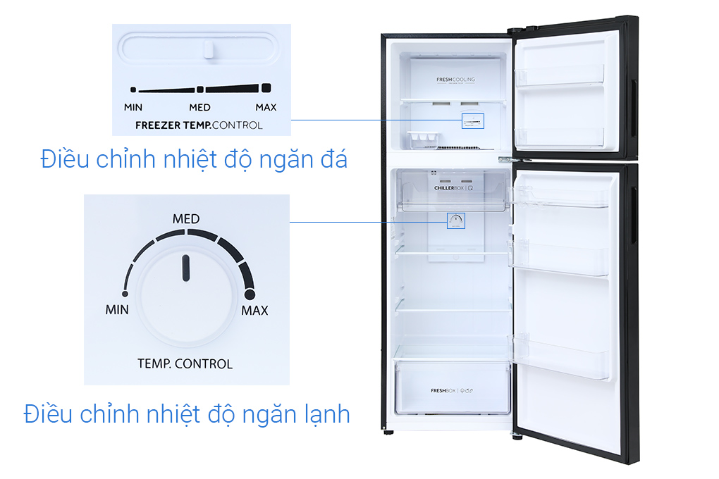 Tủ lạnh Aqua Inverter 236 lít AQR-T260FA(FB) Màu Đen