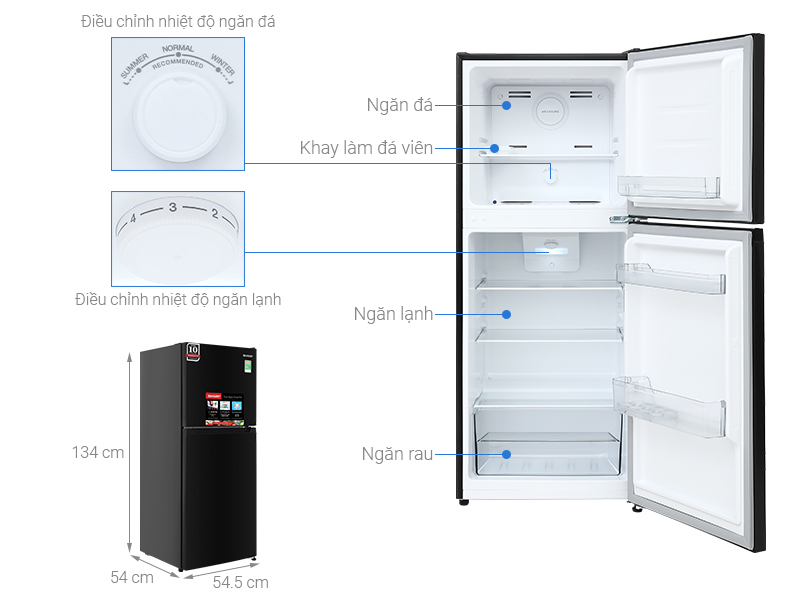 Tủ lạnh Sharp Inverter 181 lít SJ-X198V-DG