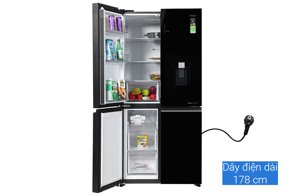Tủ lạnh Aqua Inverter 469 lít Multi Door AQR-M536XA(WGB) Màu Đen