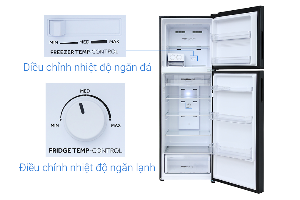 Tủ lạnh Aqua Inverter 358 lít AQR-T410FA(SL) Màu Đen - Xám