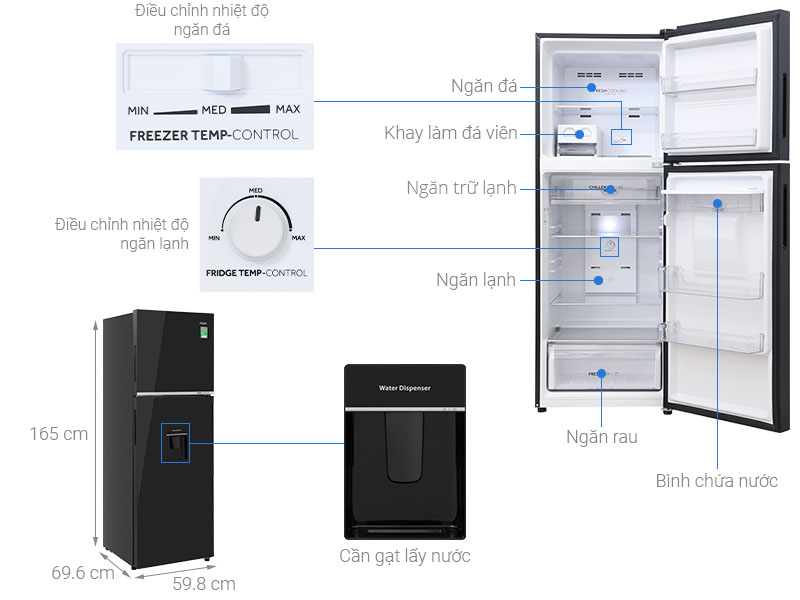 Tủ lạnh Aqua Inverter 328 lít AQR-T380FA(WGB)