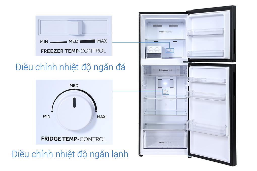 Tủ lạnh Aqua Inverter 328 lít AQR-T380FA(SL) Màu Đen - Xám