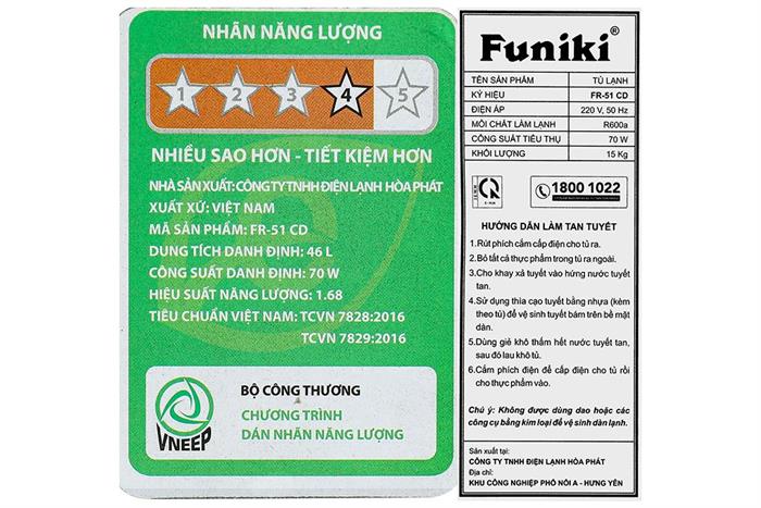 Tủ lạnh Funiki 46 lít FR-51CD Màu Ghi Đậm