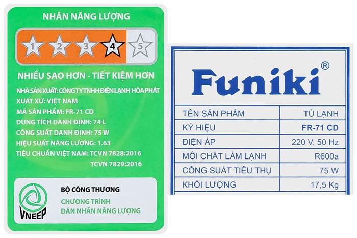 Tủ lạnh Funiki 74 lít FR-71CD Màu Ghi Đậm