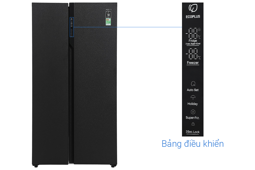 Tủ lạnh Aqua Inverter 550 lít Side By Side AQR-S612XA(CBC) Màu Đen