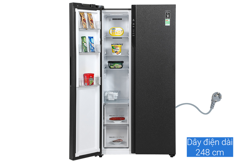 Tủ lạnh Aqua Inverter 550 lít Side By Side AQR-S612XA(CBC) Màu Đen