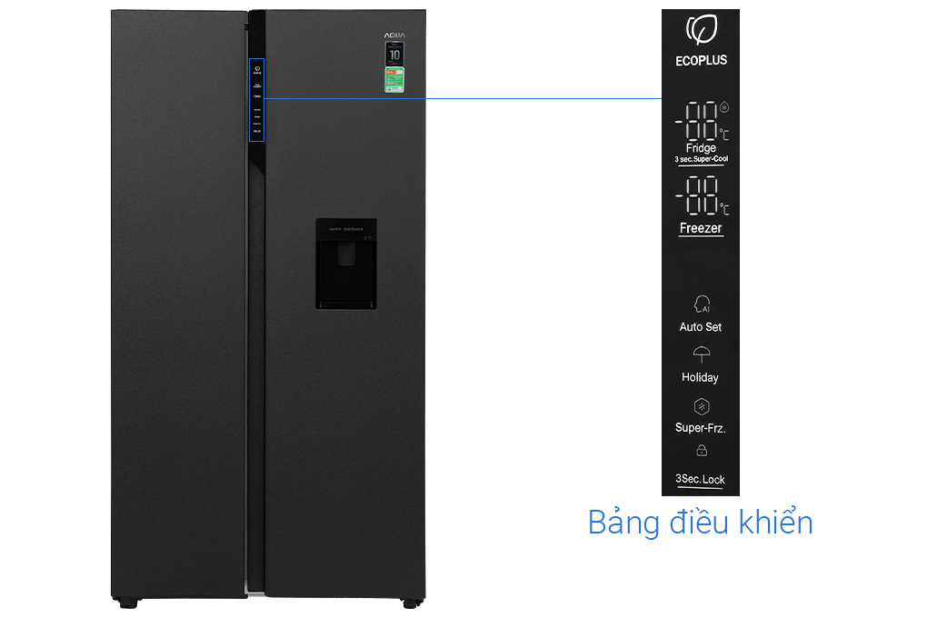 Tủ lạnh Aqua Inverter 550 lít Side By Side AQR-S612XA(WCB) Màu Đen