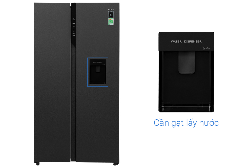 Tủ lạnh Aqua Inverter 550 lít Side By Side AQR-S612XA(WCB) Màu Đen