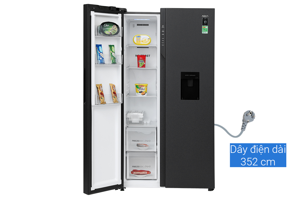 Tủ lạnh Aqua Inverter 550 lít Side By Side AQR-S612XA(WCB) Màu Đen