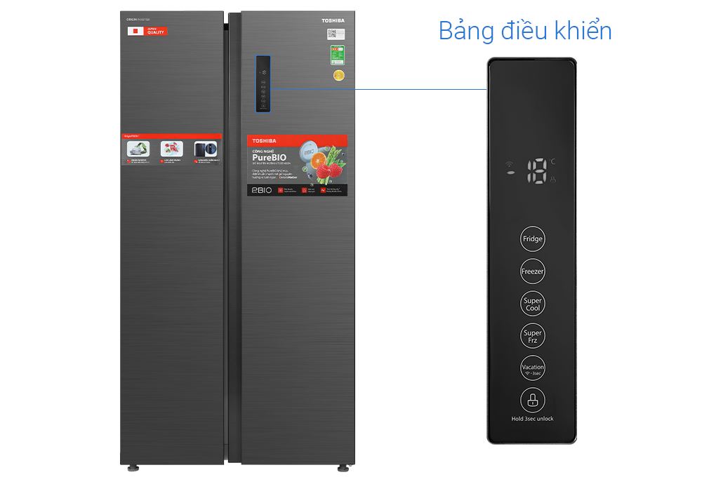 Tủ lạnh Toshiba Inverter 555 lít Side By Side GR-RS696WI-PMV(60)-AG Màu Xám