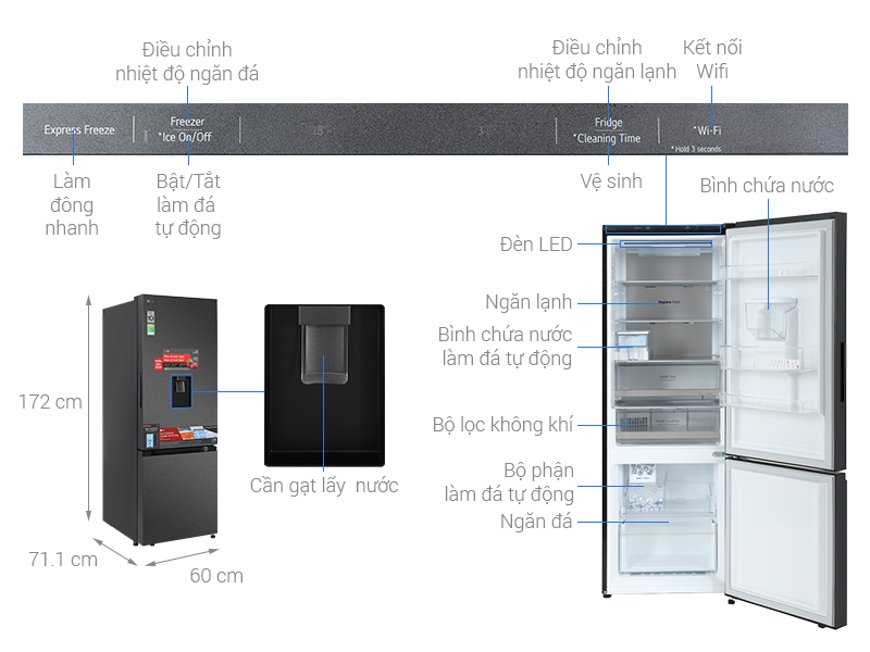 Tủ lạnh LG Inverter 332 lít LBD33BLMA