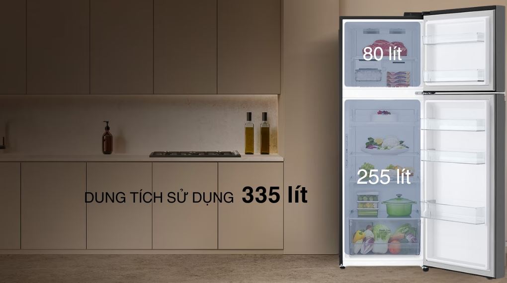 Tủ lạnh LG Inverter 335 lít LTB33BLG - Dung tích