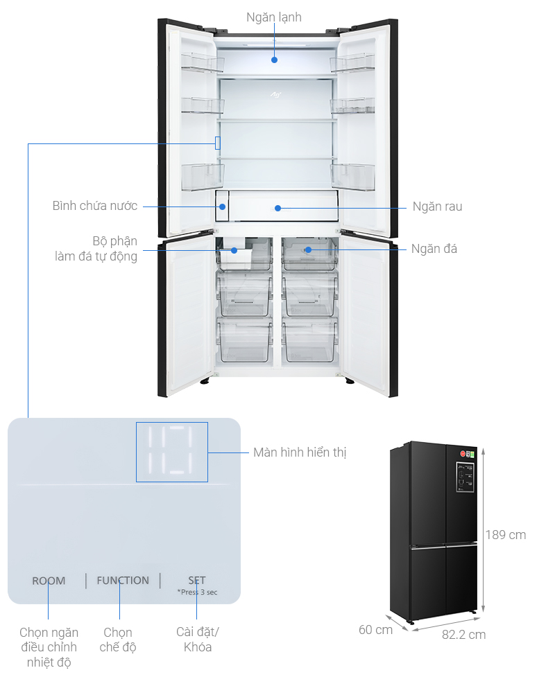 Tủ lạnh Panasonic Inverter 510 lít Multi Door NR-X561BK-VN​