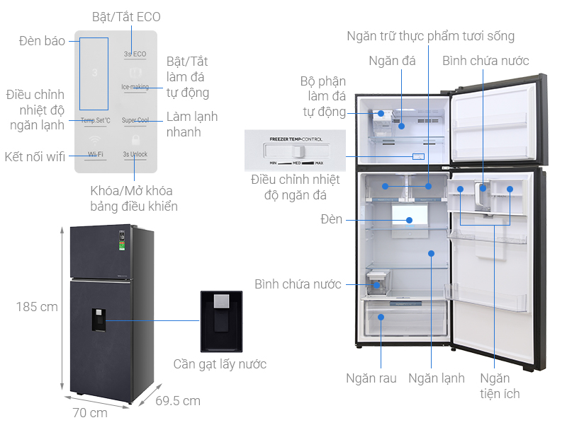 Tủ lạnh Aqua Inverter 480 lít AQR-TA546FA(WGL)U1