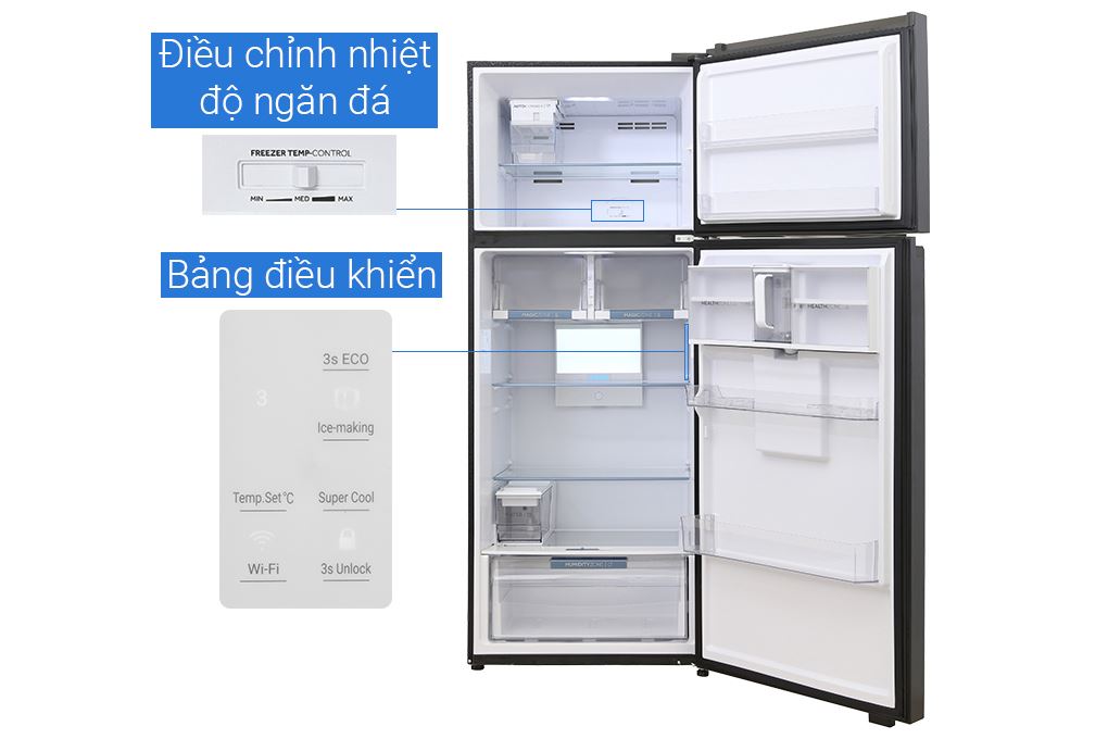 Tủ lạnh Aqua Inverter 480 lít AQR-TA546FA(WGL)U1 Màu Xám xanh