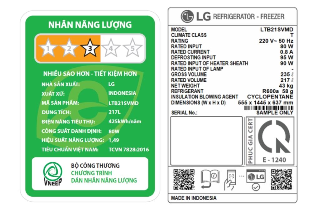 Tủ lạnh LG 217 lít LTB21SVMD - 8