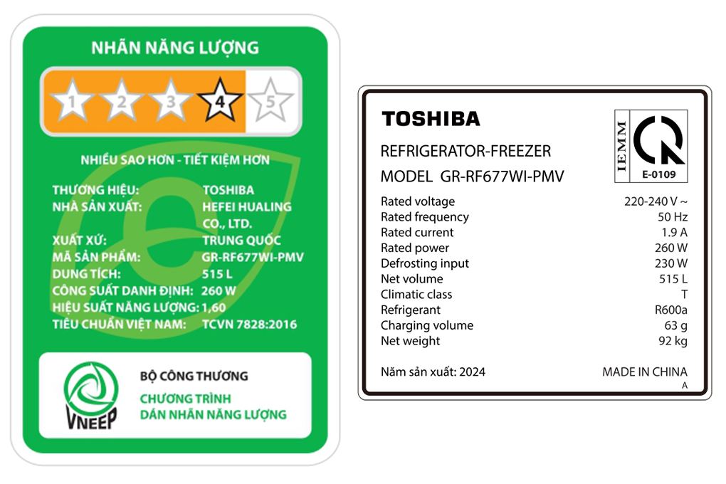 Tủ lạnh Toshiba Inverter 515 lít Multi Door GR-RF677WI-PMV(06)-MG Màu Xám