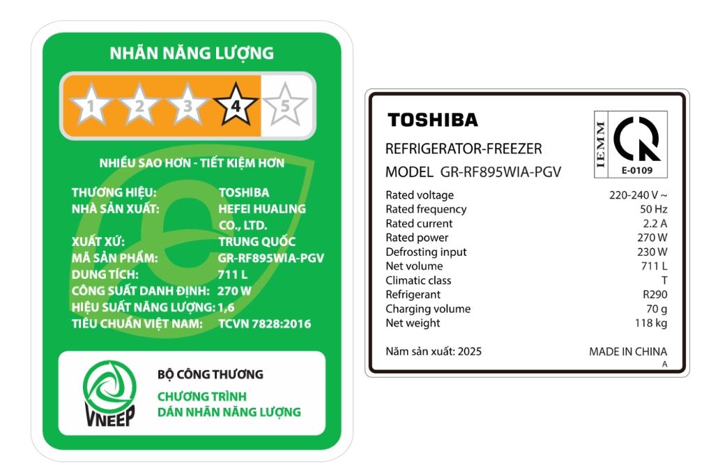 Tủ lạnh Toshiba Inverter 711 lít Multi Door GR-RF895WIA-PGV(22)-XK Màu Đen