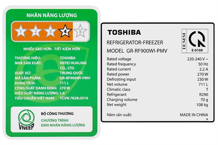 Tủ lạnh Toshiba Inverter 711 lít Multi Door GR-RF900WI-PMV(06)-MG Màu Xám