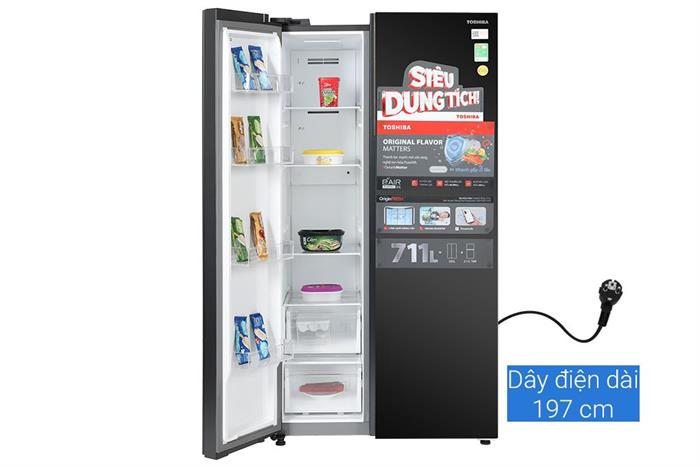 Tủ lạnh Toshiba Inverter 711 lít Side By Side GR-RS910WI-PMV(06)-MG Màu Xám