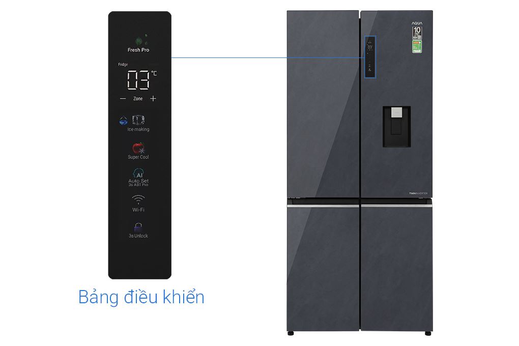 Tủ lạnh Aqua Inverter 522 lít Multi Door AQR-MA600XA(WGL)U1 Màu Đen