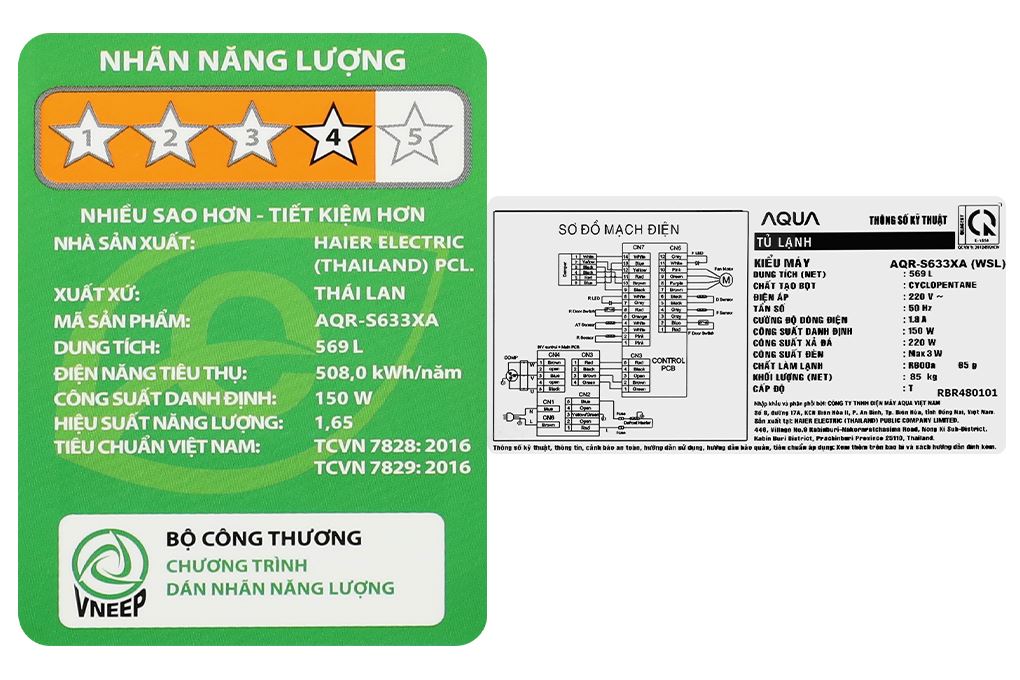 Tủ lạnh Aqua Inverter 569 lít Side By Side AQR-S633XA(WSL) Màu Đen