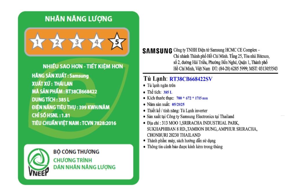 Tủ lạnh Samsung Inverter 385 lít Bespoke RT38CB668422SV Màu Đen