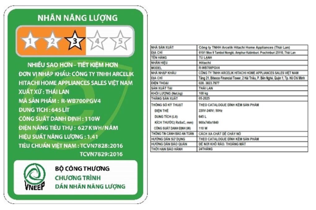 Tủ lạnh Hitachi Inverter 645 lít Multi Door R-WB700PGV4 GBK Màu Đen