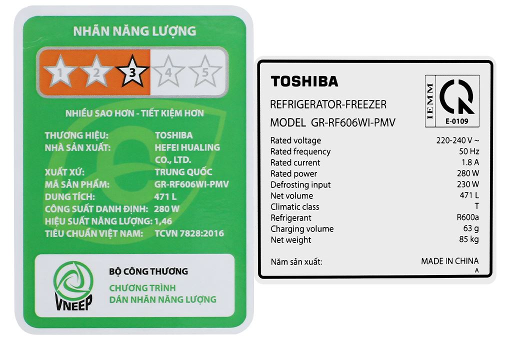 Tủ lạnh Toshiba Inverter 471 lít Multi Door GR-RF606WI-PMV(60)-AG Màu Xám