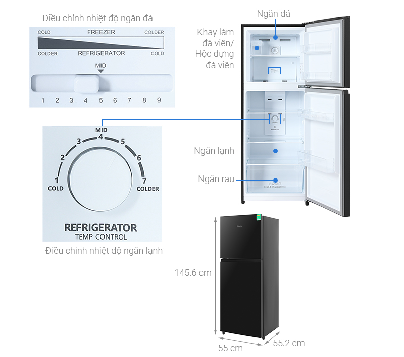 Tủ lạnh Hisense Inverter 205 lít RT256N4EBN