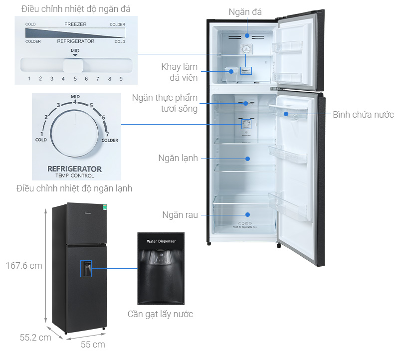 Tủ lạnh Hisense Inverter 249 lít RT328N4EBND